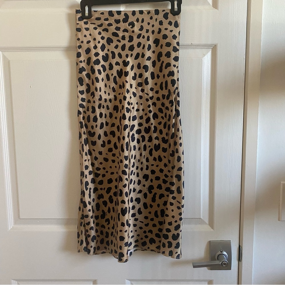 Realisation Par Naomi Leopard Tan Midi Silky Skirt